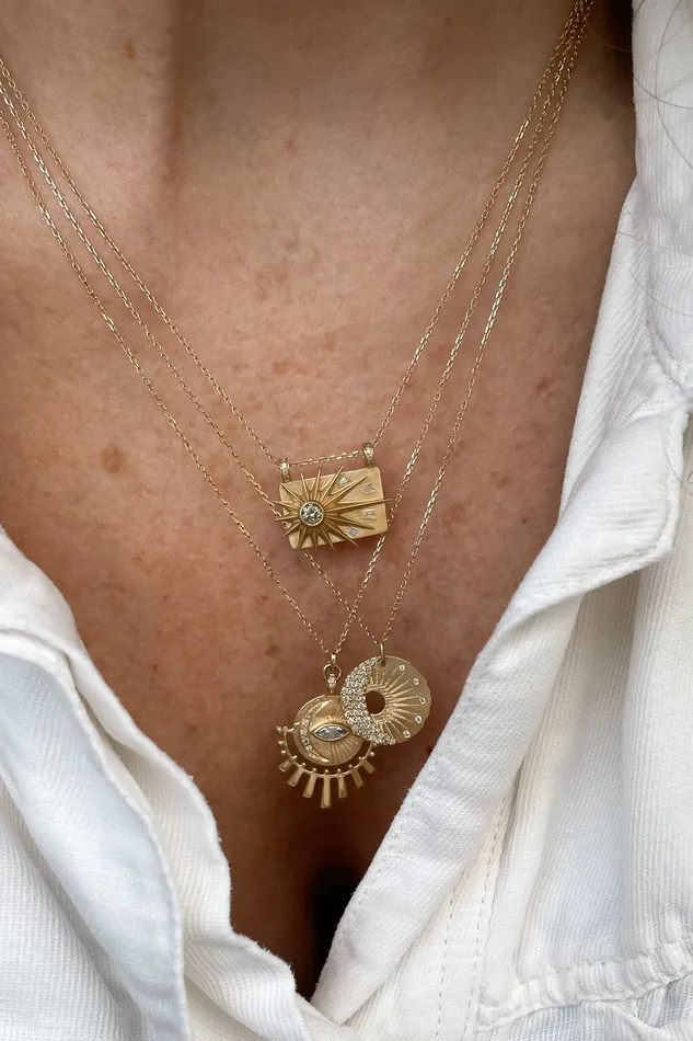 CELINE DAOUST Necklaces Full Sun Diamonds Plate Necklace