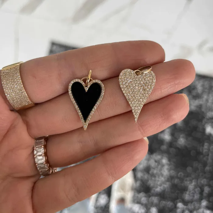 Charm Necklaces Alev Collection Jumbo Pave Heart Charm