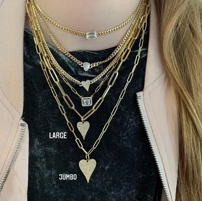 Charm Necklaces Alev Collection Jumbo Pave Heart Charm