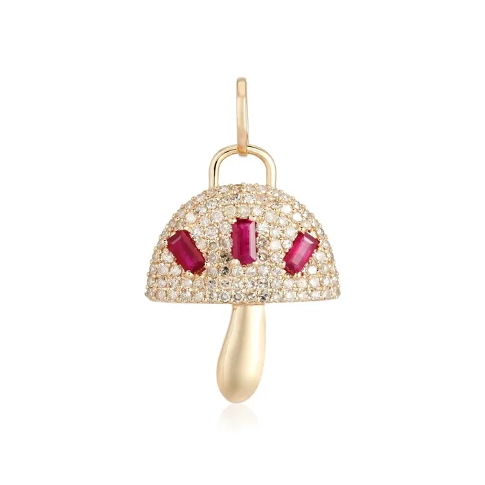 Charm Necklaces Diamond Gemstone Mushroom Charm Alev Collection