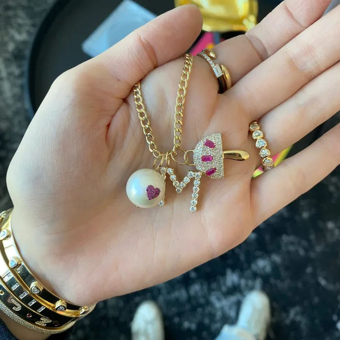 Charm Necklaces Diamond Gemstone Mushroom Charm Alev Collection