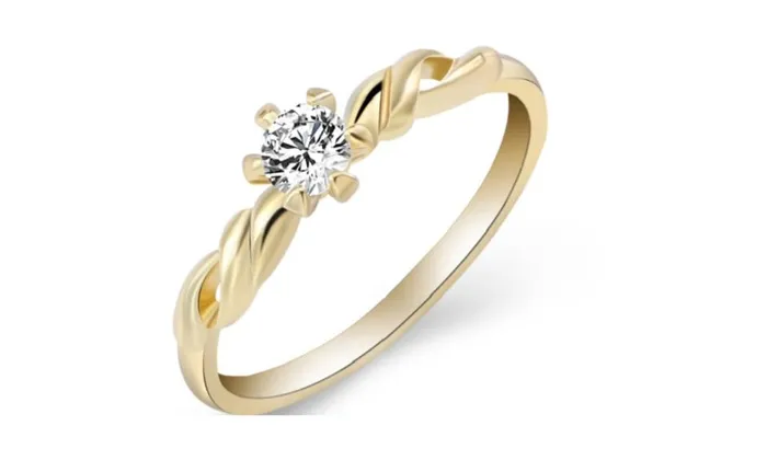 Crystal Love Silver Golden Color Ring For Women sparklingselections Rings
