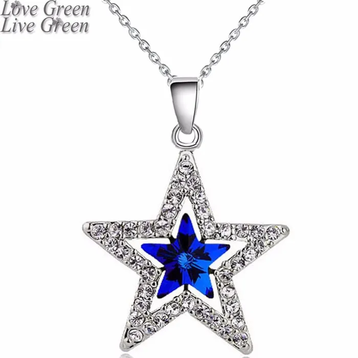Crystal Moon Star Sky Pendant Necklace sparklingselections Necklaces