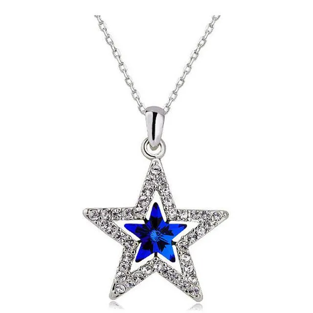 Crystal Moon Star Sky Pendant Necklace sparklingselections Necklaces