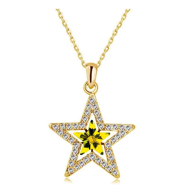 Crystal Moon Star Sky Pendant Necklace sparklingselections Necklaces