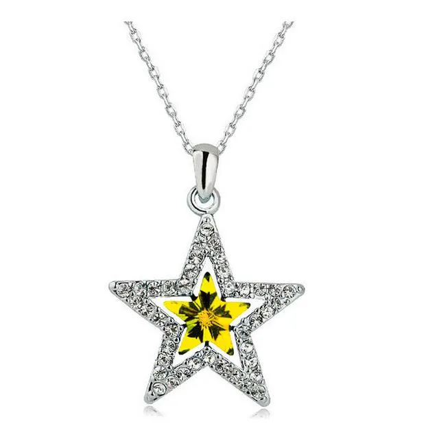 Crystal Moon Star Sky Pendant Necklace sparklingselections Necklaces