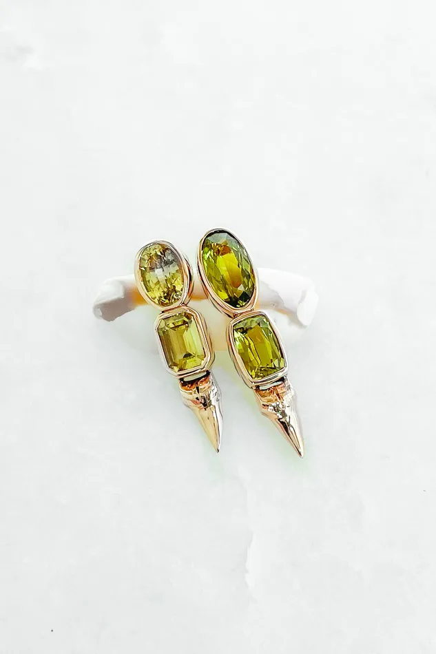 DEZSO Chrysoberyl Shark Tooth Earrings Earrings