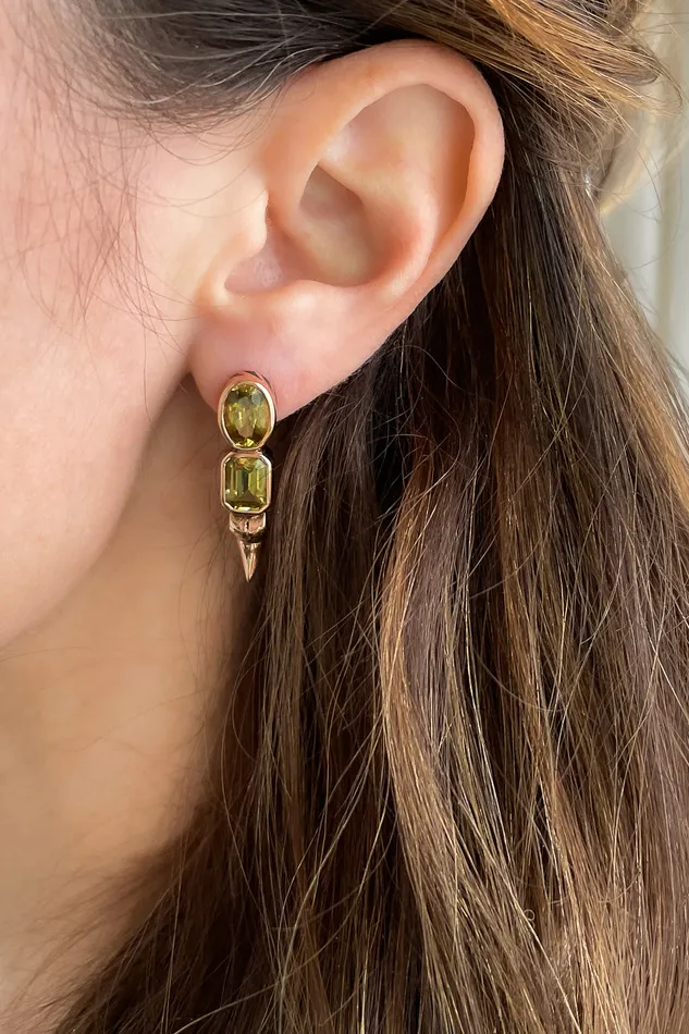 DEZSO Chrysoberyl Shark Tooth Earrings Earrings
