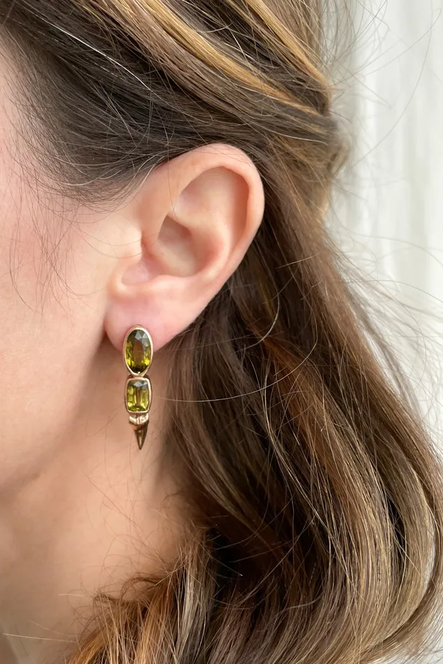 DEZSO Chrysoberyl Shark Tooth Earrings Earrings