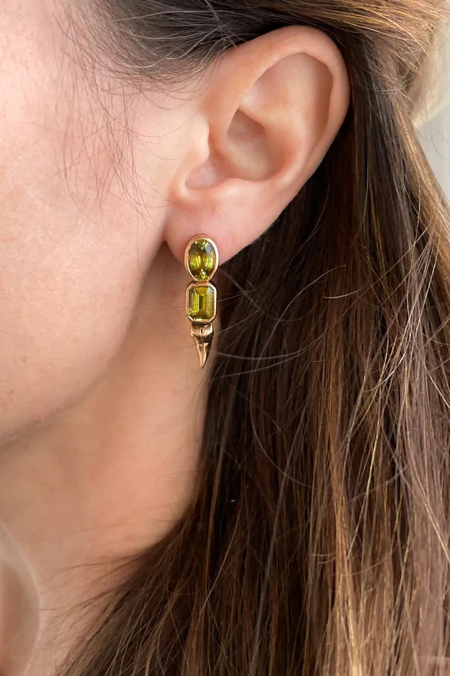 DEZSO Chrysoberyl Shark Tooth Earrings Earrings
