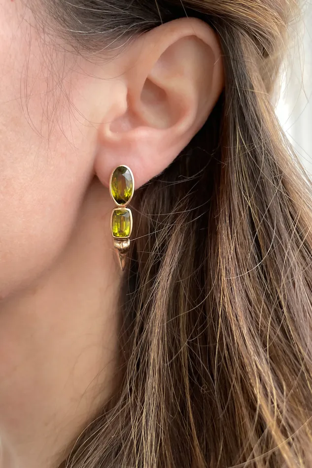 DEZSO Chrysoberyl Shark Tooth Earrings Earrings
