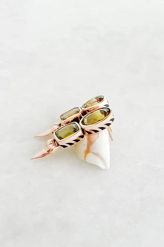 DEZSO Chrysoberyl Shark Tooth Earrings Earrings