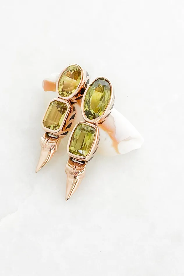 DEZSO Chrysoberyl Shark Tooth Earrings Earrings