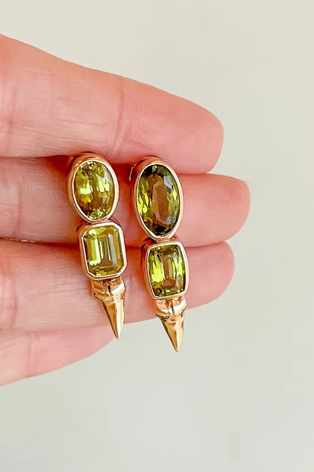 DEZSO Chrysoberyl Shark Tooth Earrings Earrings