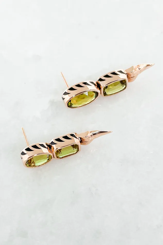 DEZSO Chrysoberyl Shark Tooth Earrings Earrings