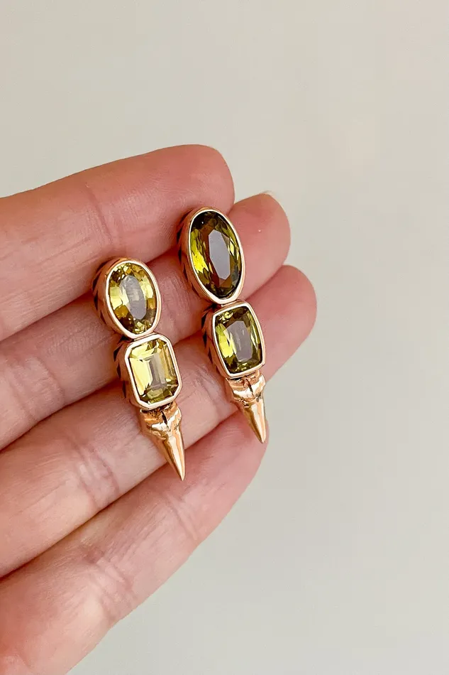 DEZSO Chrysoberyl Shark Tooth Earrings Earrings