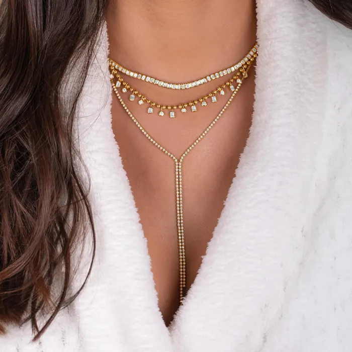 Double Chain Lariat Tennis Necklace Alev Jewelry Necklaces