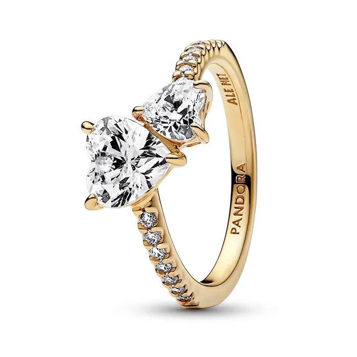 Double Heart Sparkling Ring Pandora Rings