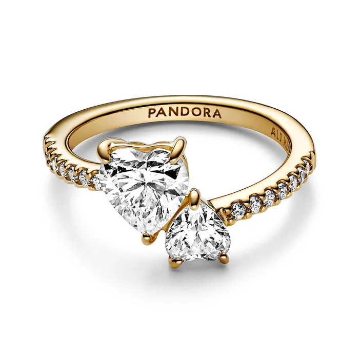 Double Heart Sparkling Ring Pandora Rings