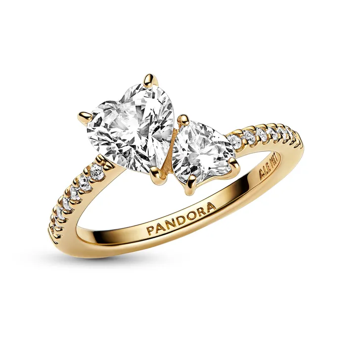 Double Heart Sparkling Ring Pandora Rings