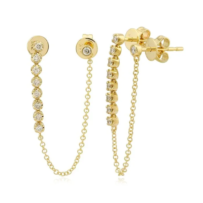 Earrings Alev Collection Drop Bezels Chain Earrings