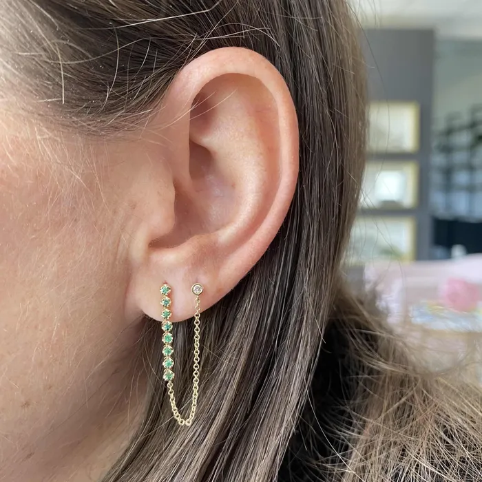 Earrings Alev Collection Drop Bezels Chain Earrings