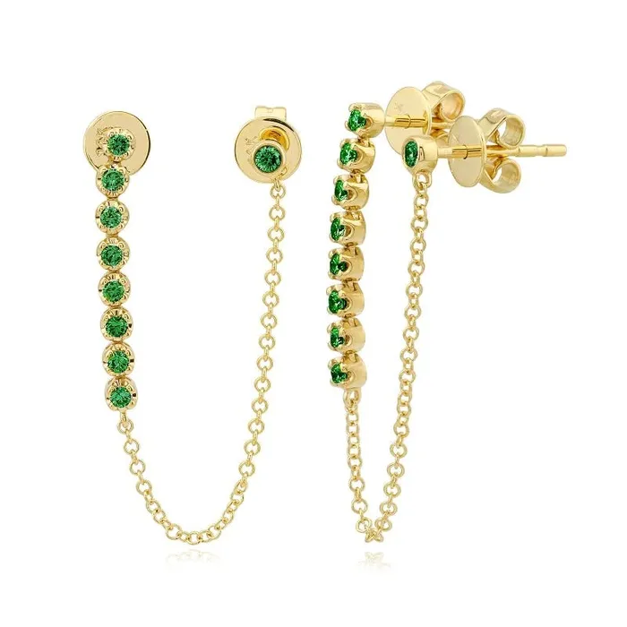 Earrings Alev Collection Drop Bezels Chain Earrings