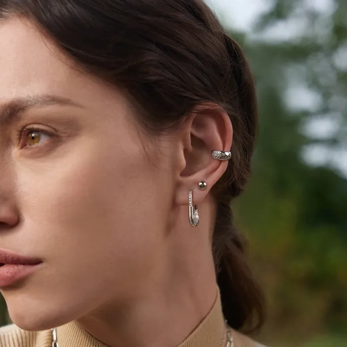 Earrings Ania Haie Modern Muse Silver Wide Sparkle Ear Cuff