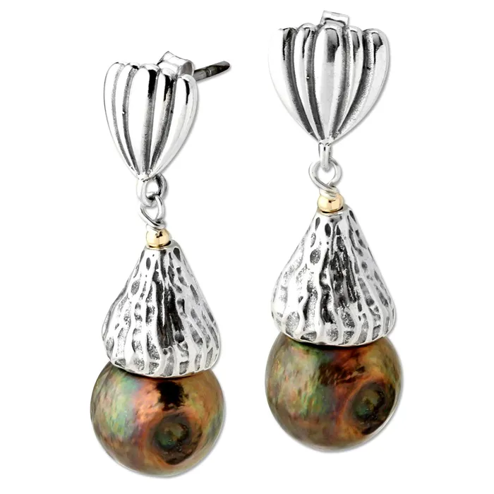 Earrings Elisa Ilana Green Pearl and Silver Earrings343123