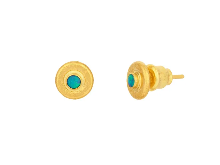 Earrings GG GOLD CLS GURHAN Droplet Gold Opal Stud Earrings 8mm Wide on Post Earrings GG GOLD CLS GURHAN Droplet Gold Opal Stud Earrings 8mm Wide on Post