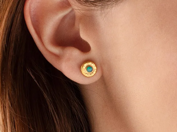 Earrings GG GOLD CLS GURHAN Droplet Gold Opal Stud Earrings 8mm Wide on Post