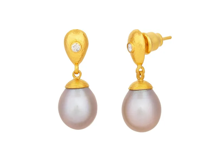 Earrings GG GOLD OOAK GURHAN Oyster Gold Pearl Single Drop Earrings 13x10mm Teardrop on Post Top Earrings GG GOLD OOAK GURHAN Oyster Gold Pearl Single Drop Earrings 13x10mm Teardrop on Post Top