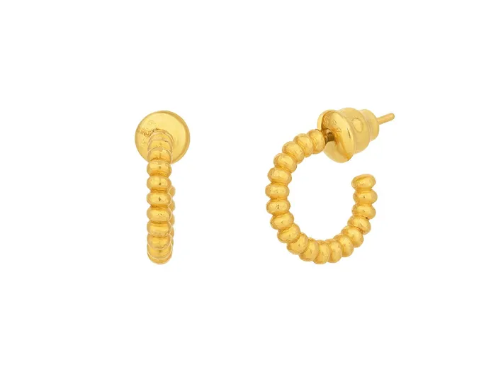 Earrings GURHAN Vertigo Gold Huggie Hoop Earrings Small Ridged Round GG GOLD CLR Earrings GURHAN Vertigo Gold Huggie Hoop Earrings Small Ridged Round GG GOLD CLR