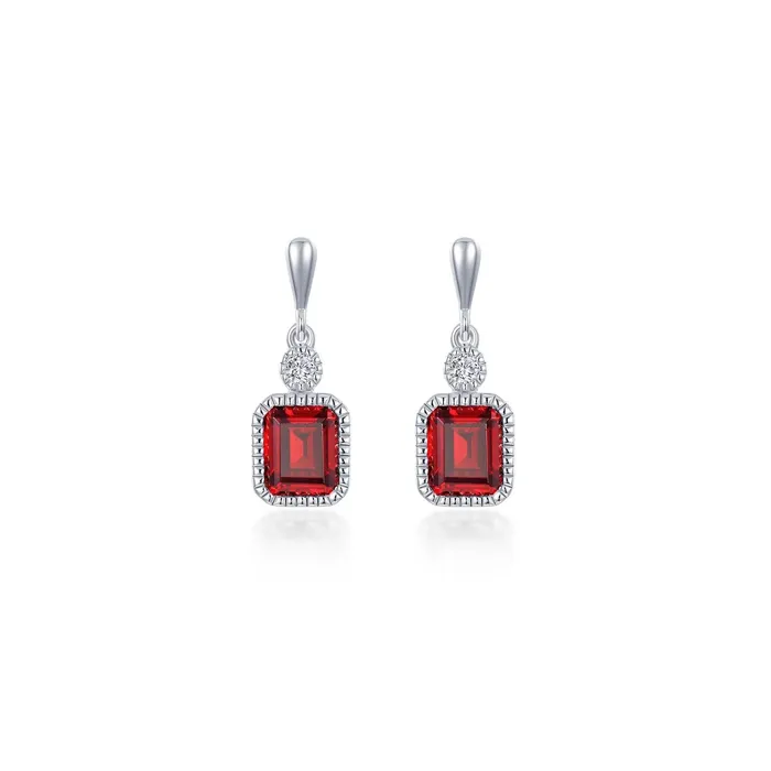 Earrings Lafonn Simulated EmeraldCut Garnet Diamond January Birthstone Earring