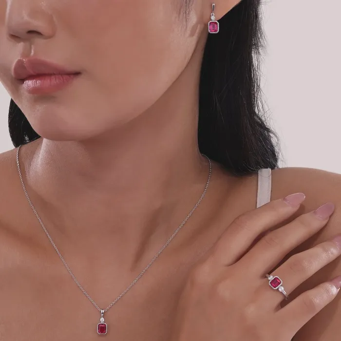 Earrings Lafonn Simulated EmeraldCut Garnet Diamond January Birthstone Earring