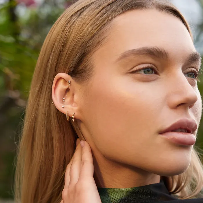 Earrings LAYLA Lab Grown Diamond Beaded Huggie Hoop Aurelie Gi Earrings LAYLA Lab Grown Diamond Beaded Huggie Hoop Aurelie Gi