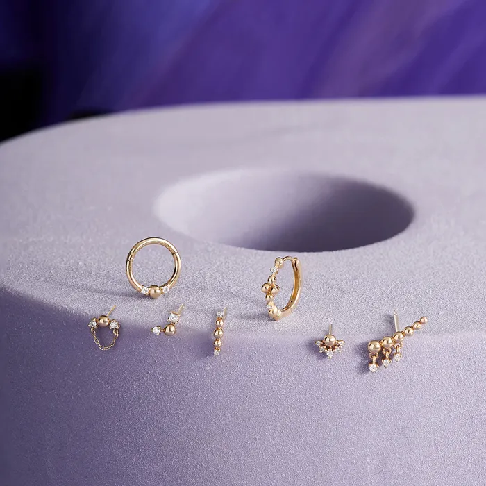 Earrings LAYLA Lab Grown Diamond Beaded Huggie Hoop Aurelie Gi Earrings LAYLA Lab Grown Diamond Beaded Huggie Hoop Aurelie Gi