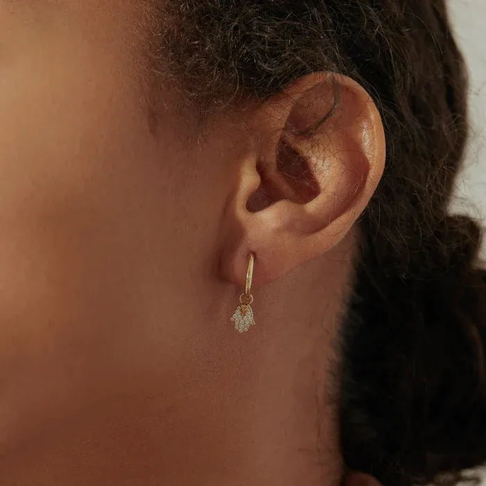 Earrings MIRIAM Diamond Hamsa Earring Charm Aurelie Gi Earrings MIRIAM Diamond Hamsa Earring Charm Aurelie Gi