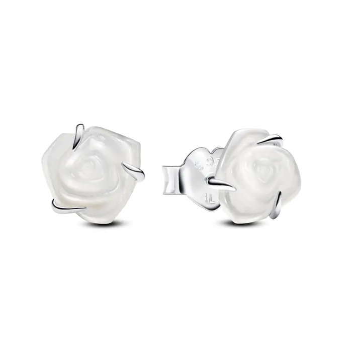 Earrings Pandora White Rose in Bloom Stud Earrings Pandora
