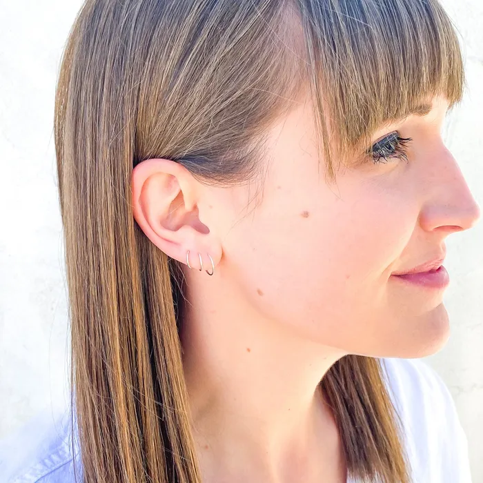 Earrings Solid White Gold Hoop Earrings 8mm 9mm 10mm Hoops By Hand
