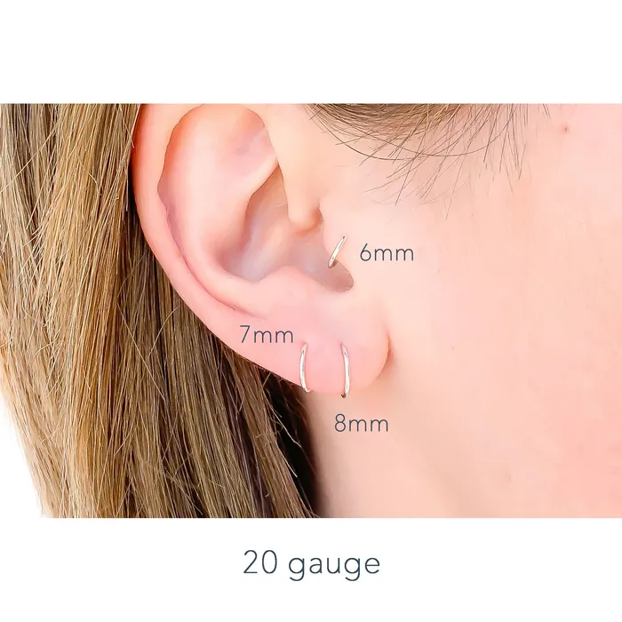 Earrings Solid White Gold Hoop Earrings 8mm 9mm 10mm Hoops By Hand