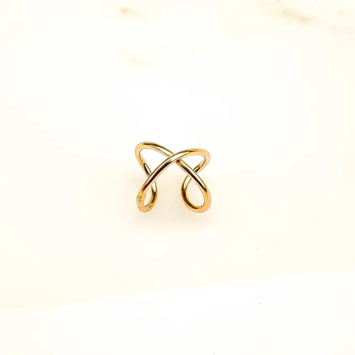 Earrings Top Cross Ear Cuff 14K Gold Filled Hoops By Hand