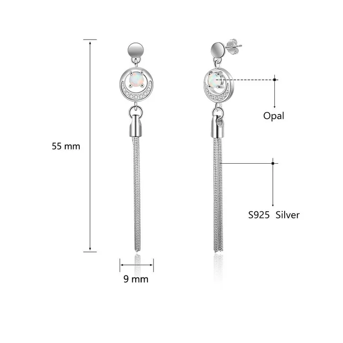 Earrings Womens Fashion Circle White Opal 925 Sterling Silver Long Tassel Earrings sparklingselections Earrings Womens Fashion Circle White Opal 925 Sterling Silver Long Tassel Earrings sparklingselections