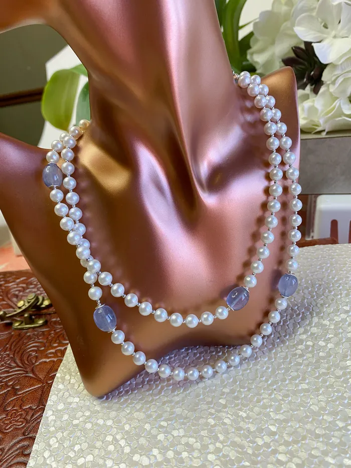 Elisa Ilana 36 Pearl Chalcedony Necklace Necklaces