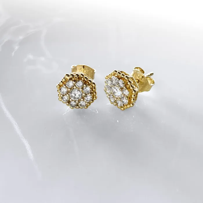 Elisa Ilana Diamond Octagon Cluster Stud Earrings Earrings
