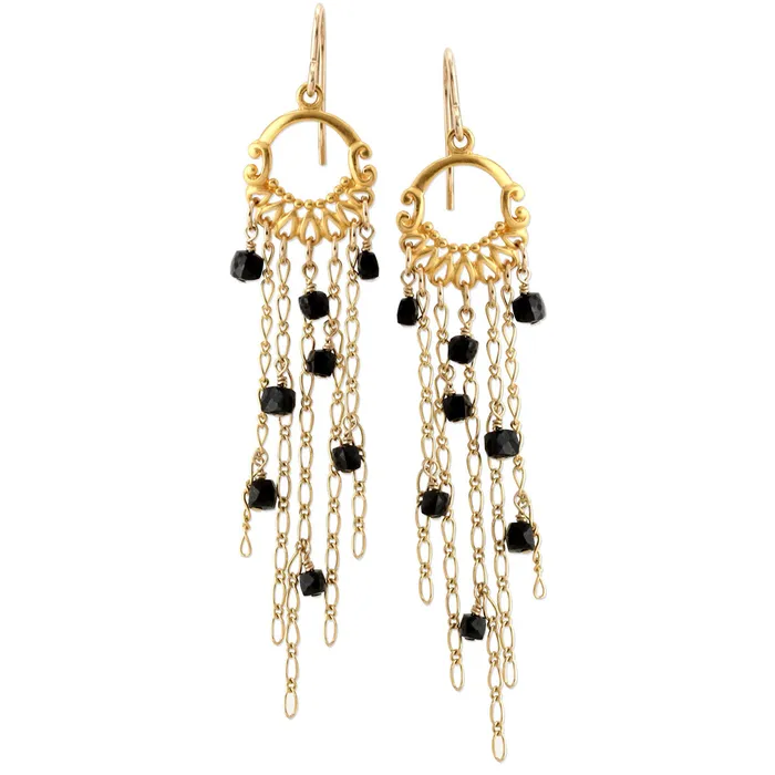 Elisa Ilana Earrings Black Spinel Chain Earrings341969
