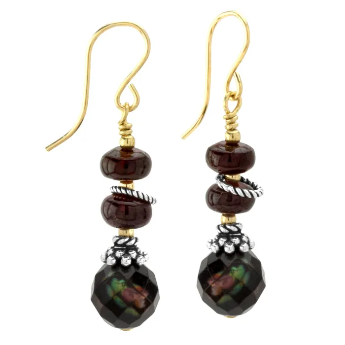 Elisa Ilana Earrings Faceted Pearl Garnet Earrings