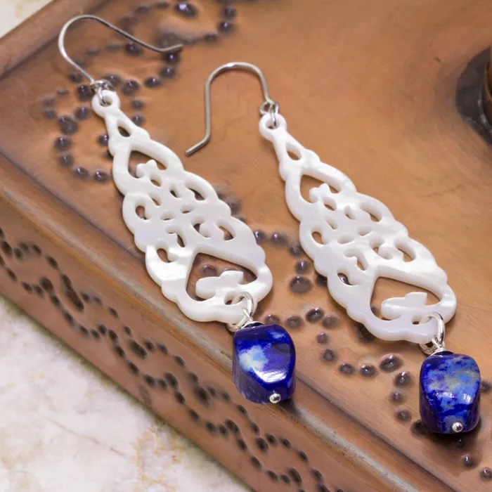 Elisa Ilana Earrings Impressionist Collection Lapis Lazuli Mother of Pearl Earrings Elisa Ilana Earrings Impressionist Collection Lapis Lazuli Mother of Pearl Earrings