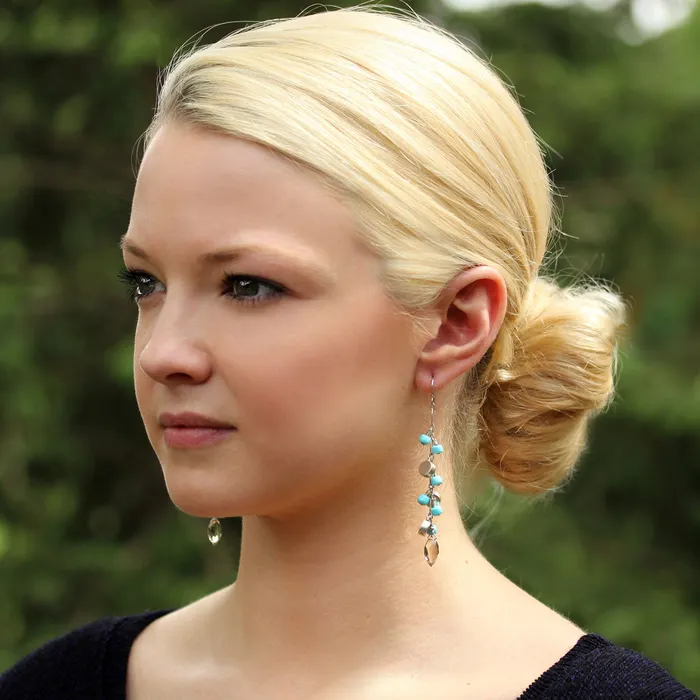 Elisa Ilana Earrings Sleeping Beauty Turquoise Champagne Citrine Earrings257237