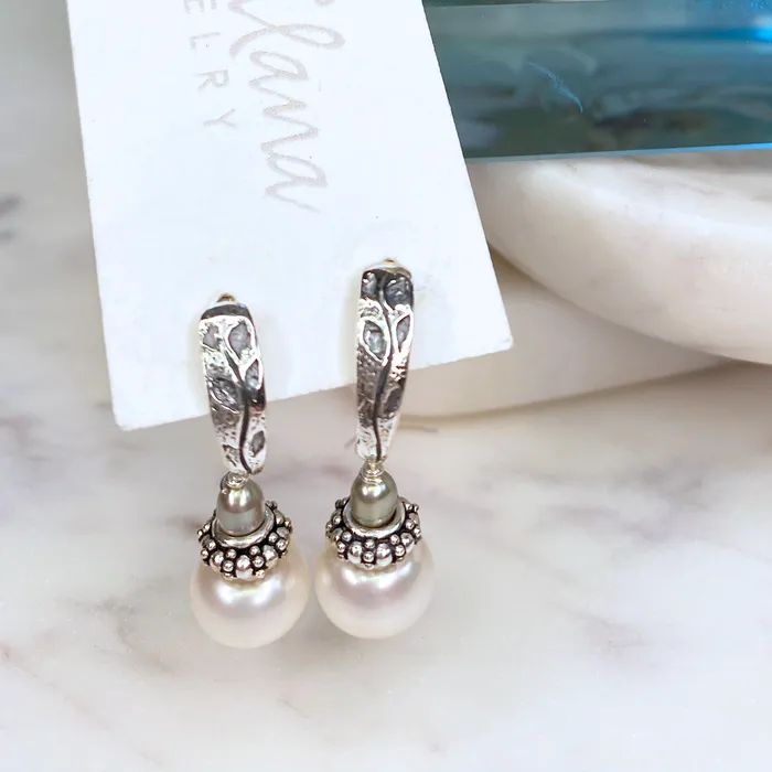 Elisa Ilana Earrings White Button Pearl Earrings on SS Posts Elisa Ilana Earrings White Button Pearl Earrings on SS Posts